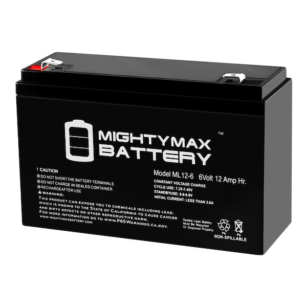 Mighty Max Battery 6V 12AH F2 Battery Replacement for LightAlarms 2RPG3, 4RPG2, 4RPG3 ML12-6F300948